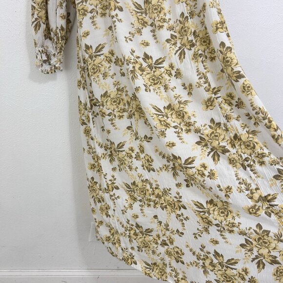 Free People Jaymes Midi Dress Floral Printed Smocked V Neck Long Sleeve Size XL - Picture 13 of 16
